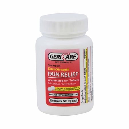 Geri-Care Pain Relief 500 mg Strength Acetaminophen Tablet, 100PK 201-01-GCP